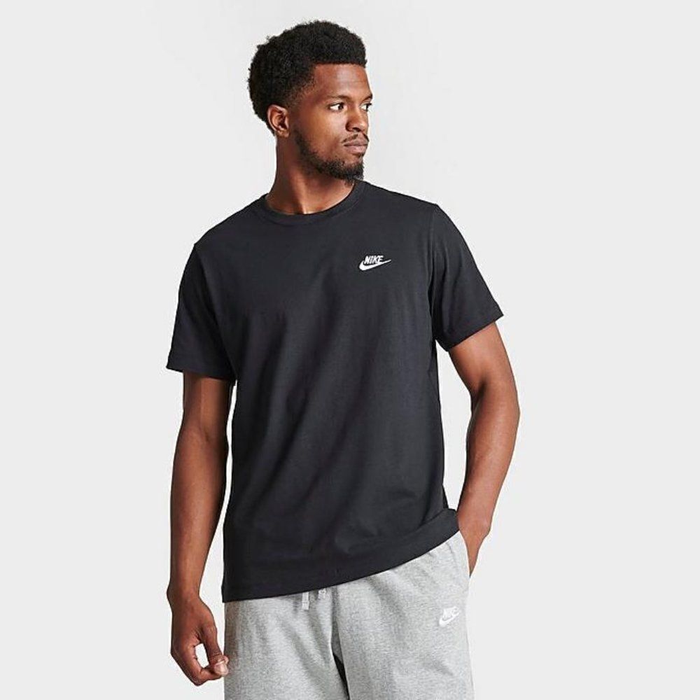 NWT Nike Men's Black Sportswear Club Crew Neck Short Sleeves T-Shirt Size L